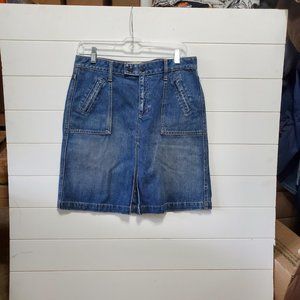 Gap Jeans mid length denim skirt zip pockets pleat
